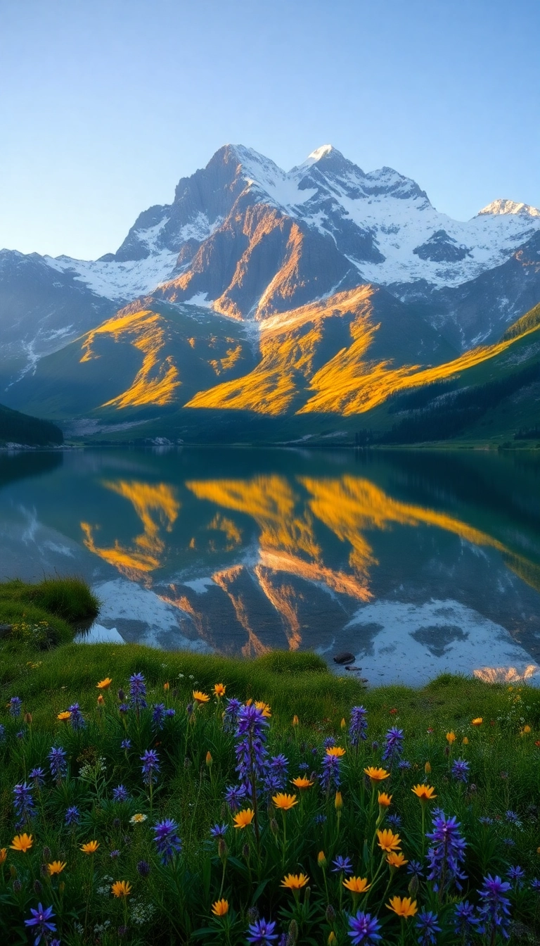 Free Spring Mountain Reflection iPhone Exquisite Wallpaper